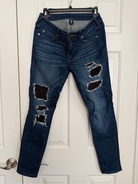 True Religion Dark Indigo Ripped Skinny Jeans